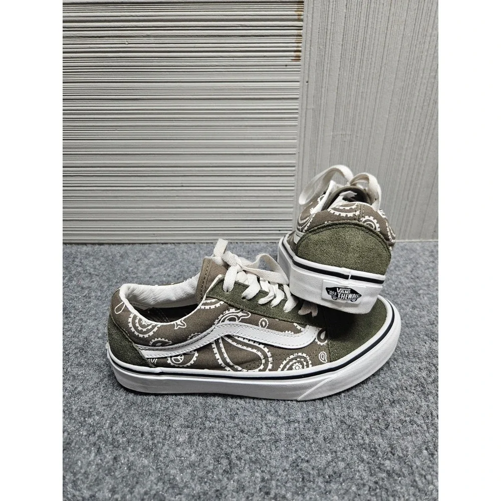 Vans Old Skool Boys 6Y Green White Suede Skate Sneaker Lace‎ Up Retro Shoes